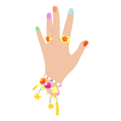 Woman Hand With Cute 00s Retro Accessories Sticker