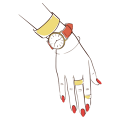 Woman Hands Wearing Jewelry ANd Nail Polish Sticker