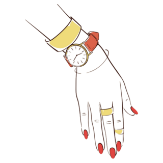 Woman Hands Wearing Jewelry ANd Nail Polish Sticker