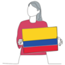Woman Holding A Colombian Flag Sticker