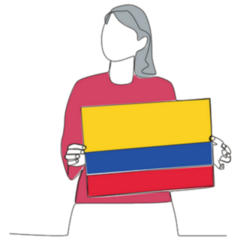 Woman Holding A Colombian Flag Sticker