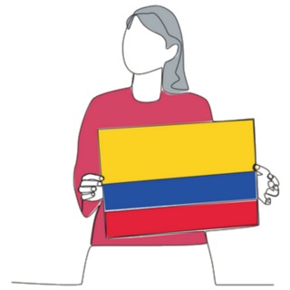 Woman Holding A Colombian Flag Sticker