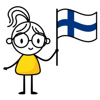 Woman Holding Flag Of Finland Cartoon Sticker