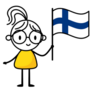 Woman Holding Flag Of Finland Cartoon Sticker
