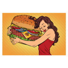 Woman Hugging Pop Art Burger Sticker
