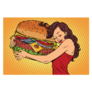 Woman Hugging Pop Art Burger Sticker