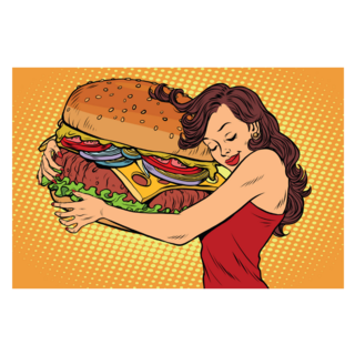 Woman Hugging Pop Art Burger Sticker