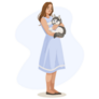 Woman & Husky Pup Sticker