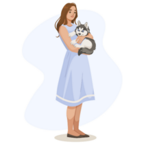 Woman & Husky Pup Sticker