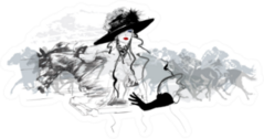 Woman In A Horse Racecourse Illustration Sticker