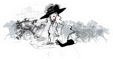 Woman In A Horse Racecourse Illustration Sticker
