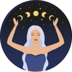 Woman In Blue And The Phases Of The Moon Sticker