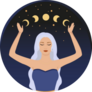 Woman In Blue And The Phases Of The Moon Sticker
