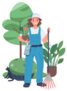 Woman Landscaper Cartoon Sticker