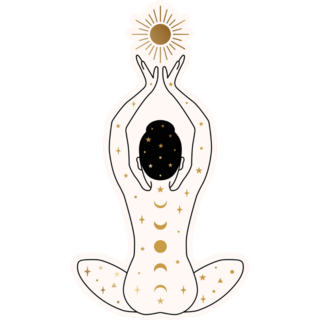 Woman Meditating With Sun Sticker