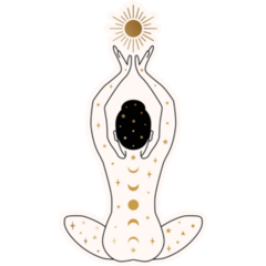 Woman Meditating With Sun Sticker