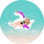 Woman On Beach In Unicorn Float Sticker