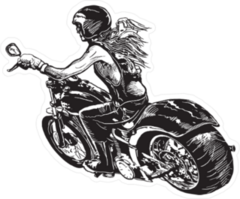 Woman on Motorcycle Illustration Sticker