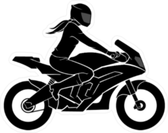 Woman on Motorcycle Silhouette Sticker