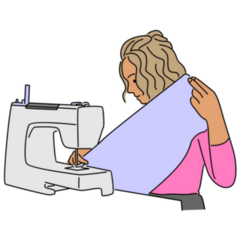 Woman On Sewing Machine Sticker