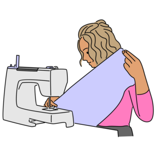 Woman On Sewing Machine Sticker