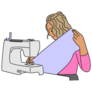 Woman On Sewing Machine Sticker