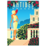 Woman On Vacation French Riviera Antibes Illustration Sticker