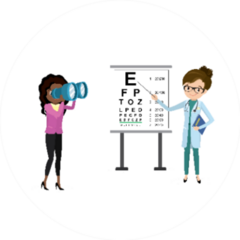 Woman Optometrist Examines Vision Illustration Sticker