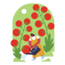 Woman Planting Gardens Vegetables Illustration Sticker