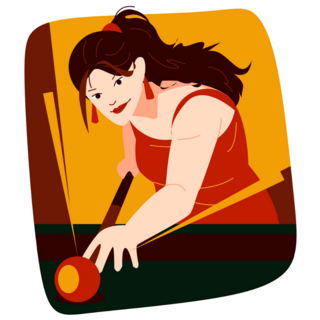 Woman Playing Billiards Sticker