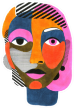 Woman Portrait In Modern Colorful Abstract Style Sticker