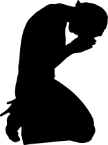 Woman Praying with Head Down Transfer Sticker