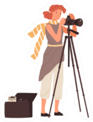 Woman Professional Photographer Illustration Sticker
