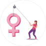 Woman Pulling Female Symbol Sticker