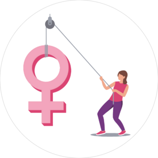 Woman Pulling Female Symbol Sticker