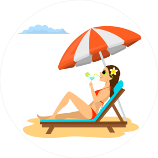 Woman Relaxing On Beach Chair Sticker