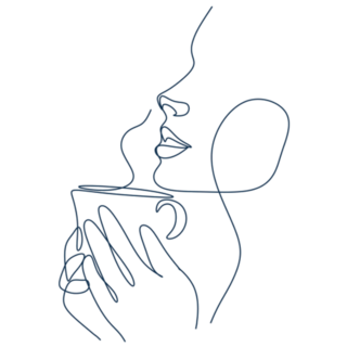 Woman Relaxing With Cup Of Tea Line Drawing Sticker