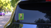 Woman Riding An Ostrich Sticker on a Rear Car Window (New) example