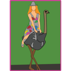 Woman Riding An Ostrich Sticker