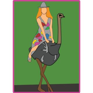 Woman Riding An Ostrich Sticker