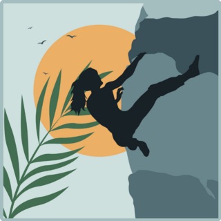 Woman Rock Climbing Abstract Sticker