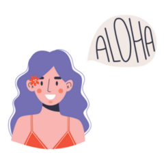 Woman Says Hello In Hawaiian Language Sticker