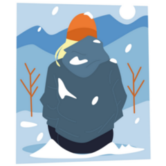 Woman Sitting In The Snow Winter Sticker