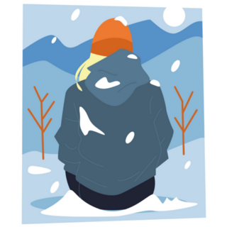 Woman Sitting In The Snow Winter Sticker