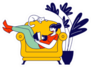 Woman Sitting On Cozy Armchair At Home Reading Sticker