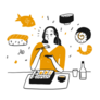 Woman Sushi Icons Sticker