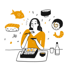 Woman Sushi Icons Sticker