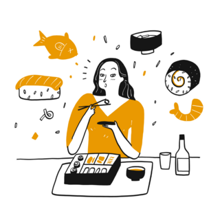 Woman Sushi Icons Sticker