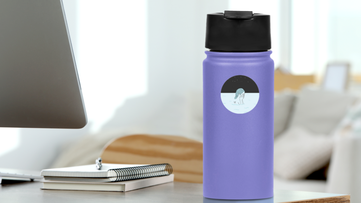 Woman Swimming In The Middle Of The Sea Sticker on a Water Bottle (New) example