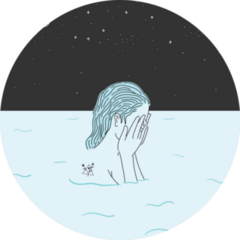Woman Swimming In The Middle Of The Sea Sticker